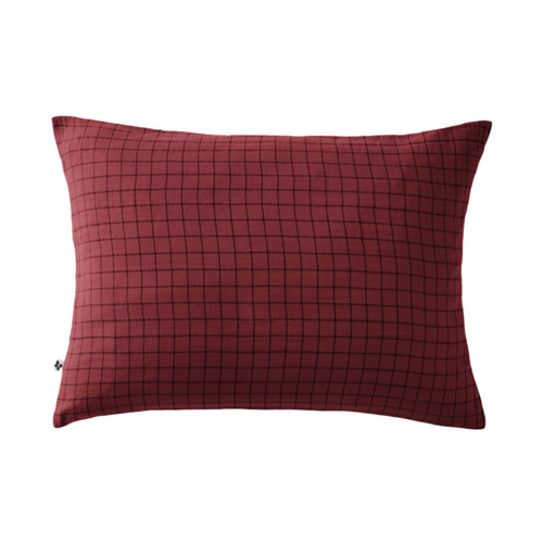 Taie D'oreiller Tissé-teint Petits Carreaux Déco "gaïa Mix" 60 X 60 Cm et 50 X 70 Cm "gaze De Coton"