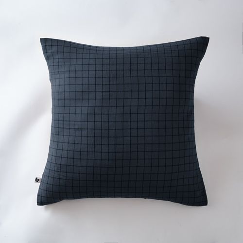 Taie D'oreiller Tissé-teint Petits Carreaux Déco "gaïa Mix" 60 X 60 Cm et 50 X 70 Cm "gaze De Coton"