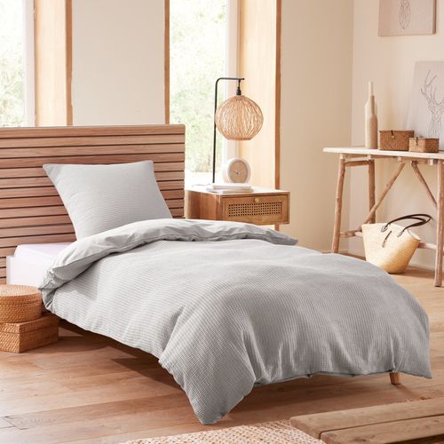 Parure De Couette "nid D'abeille" 140 X 200 Pour Lit 1 Place