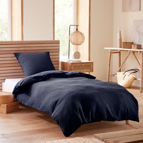 Parure De Couette "nid D'abeille" 140 X 200 Pour Lit 1 Place