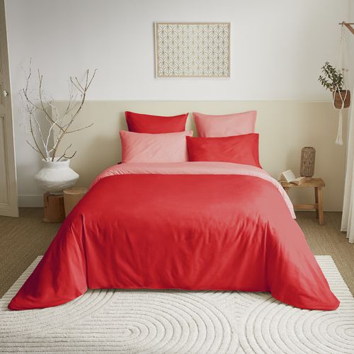 Pack Complet 6 Pièces Capucine/clémentine Réversible Housse De Couette Pour Lit 140 X 190 Cm