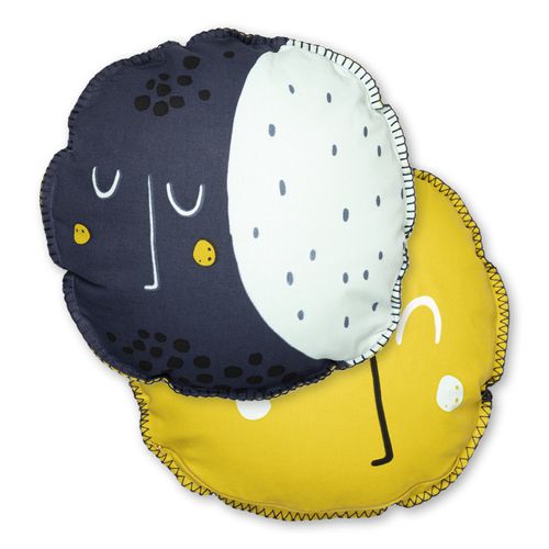 Coussin Déco Déhoussable Réversible Gamme "minots" 100% Coton