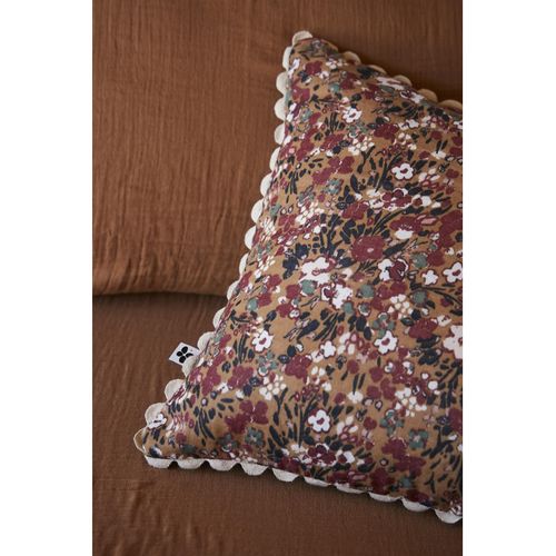 Coussin Déhoussable Festonné "capucine" 40 X 40 Cm "gaze De Coton" L'effet Papillon