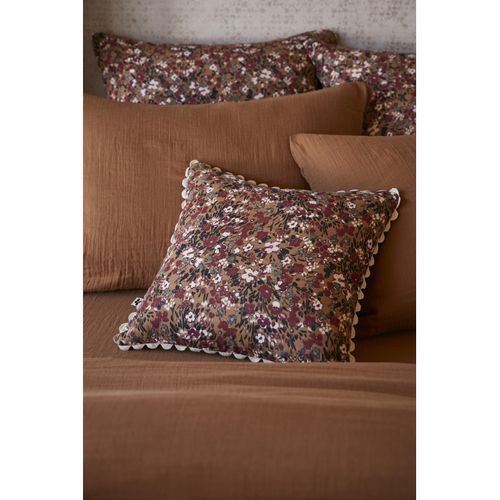 Coussin Déhoussable Festonné "capucine" 40 X 40 Cm "gaze De Coton" L'effet Papillon