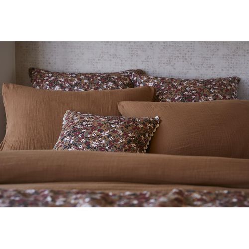 Coussin Déhoussable Festonné "capucine" 40 X 40 Cm "gaze De Coton" L'effet Papillon