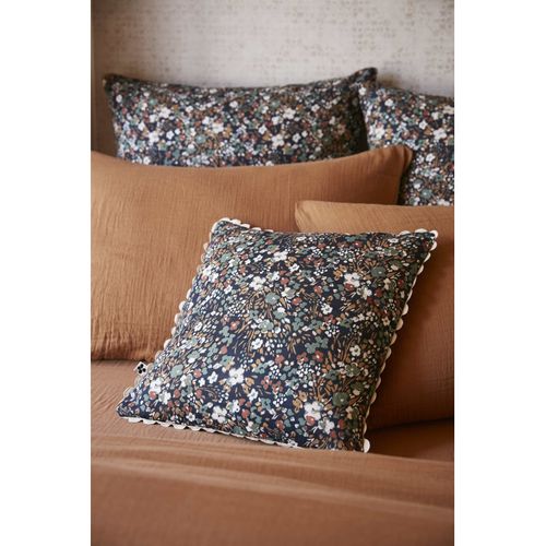 Coussin Déhoussable Festonné "capucine" 40 X 40 Cm "gaze De Coton"