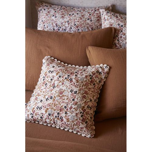 Coussin Déhoussable Festonné "capucine" 40 X 40 Cm "gaze De Coton"