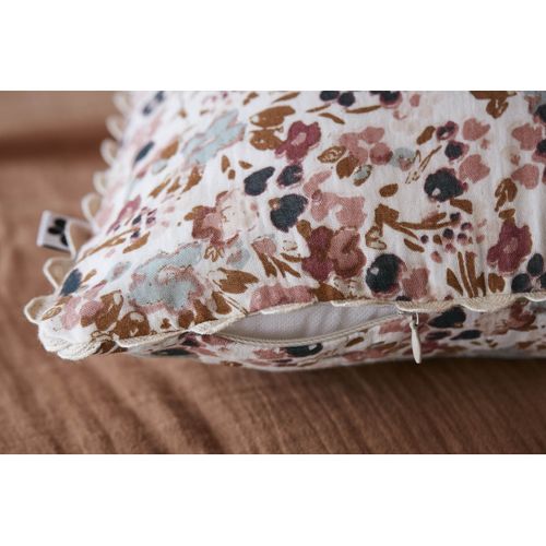 Coussin Déhoussable Festonné "capucine" 40 X 40 Cm "gaze De Coton"