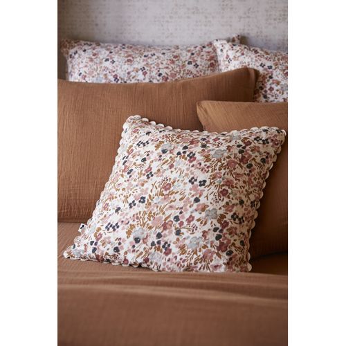 Coussin Déhoussable Festonné "capucine" 40 X 40 Cm "gaze De Coton"