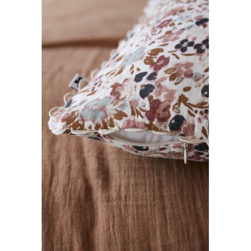 Coussin Déhoussable Festonné "capucine" 40 X 40 Cm "gaze De Coton"