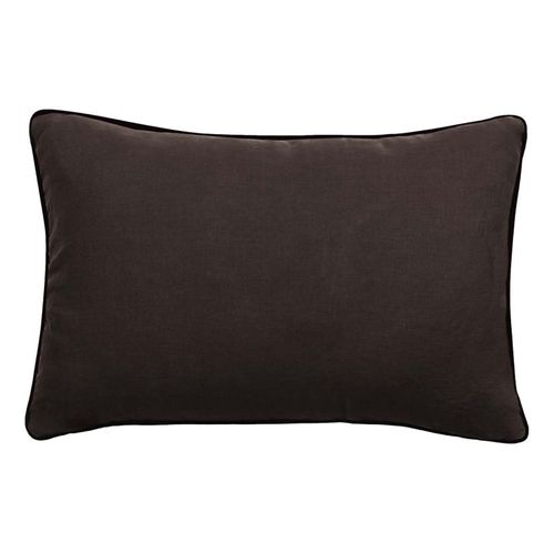 Housse De Coussin Lin Lavé - Doublé Coton Lavé - Finition Galon Noir "prélude"