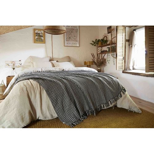 Couvre Lit à Franges Tissé Teint "gaspard" 240 X 260 Cm L'effet Papillon