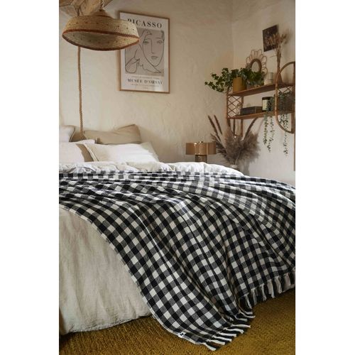 Plaid à Franges Tissé Teint "gabriel" - 180x220 Cm - L'effet Papillon