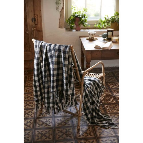 Plaid à Franges Tissé Teint "gabriel" - 180x220 Cm - L'effet Papillon