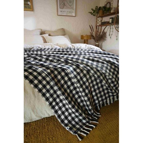 Couvre Lit à Franges Tissé Teint "gabriel" 240 X 260 Cm L'effet Papillon