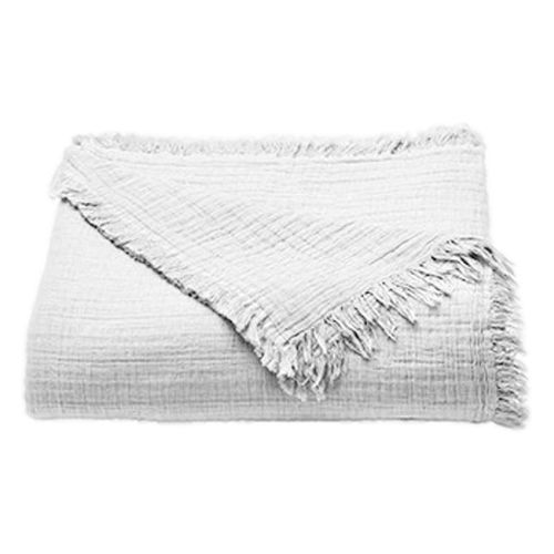 Plaid à Franges "brehat" Gaze De Coton Stonewashed