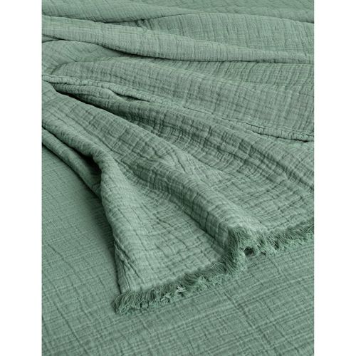Couvre Lit à Franges "brehat" Gaze De Coton Stonewashed
