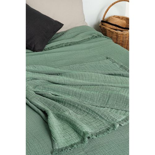 Couvre Lit à Franges "brehat" Gaze De Coton Stonewashed