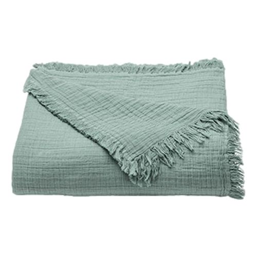 Plaid à Franges "brehat" Gaze De Coton Stonewashed