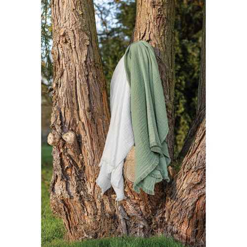 Plaid à Franges "brehat" Gaze De Coton Stonewashed