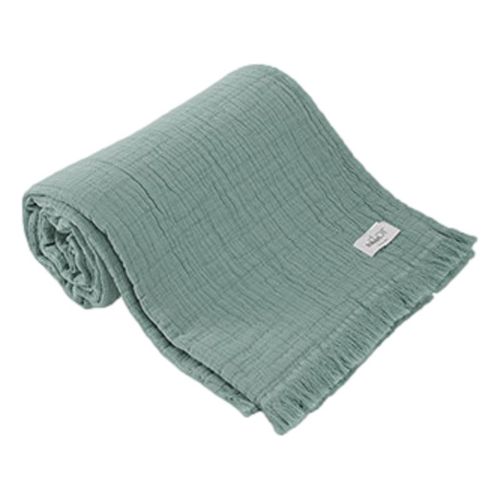 Plaid à Franges "brehat" Gaze De Coton Stonewashed