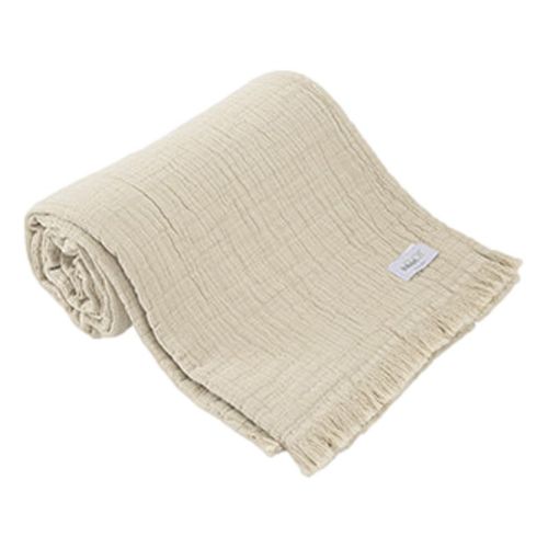 Plaid à Franges "brehat" Gaze De Coton Stonewashed