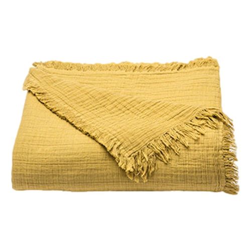 Plaid à Franges "brehat" Gaze De Coton Stonewashed