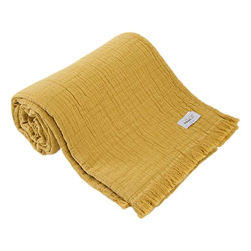 Plaid à Franges "brehat" Gaze De Coton Stonewashed