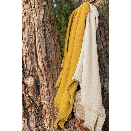 Couvre Lit à Franges "brehat" Gaze De Coton Stonewashed