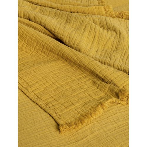 Couvre Lit à Franges "brehat" Gaze De Coton Stonewashed