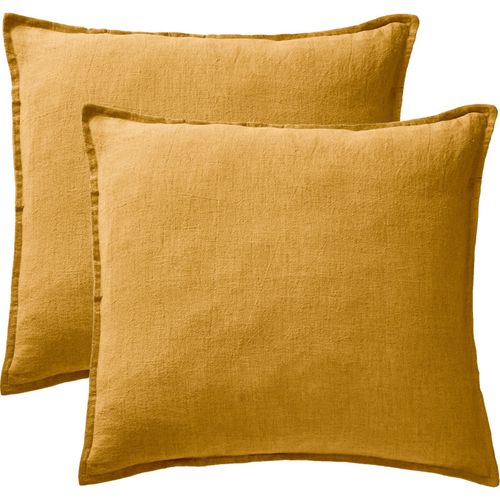 Lot De 2 Taies D'oreiller "soline" 60 X 60 Cm et 50 X 70 Cm "lin Lavé" L'effet Papillon