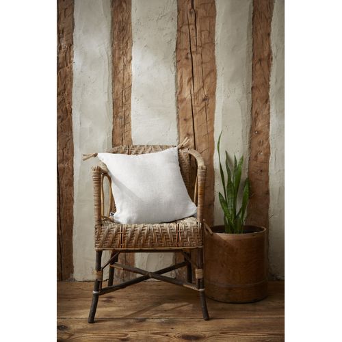 Coussin Déhoussable Avec Pompons "soline" Lin Lavé 45 X 45 Cm