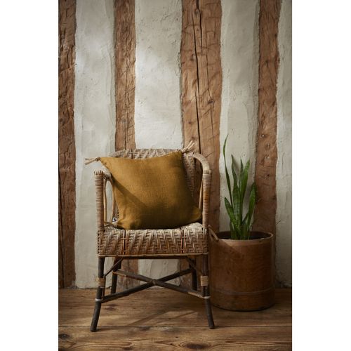 Coussin Déhoussable Avec Pompons "soline" Lin Lavé 45 X 45 Cm L'effet Papillon