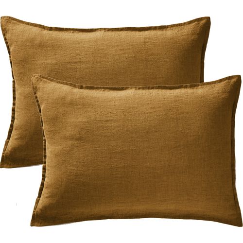 Lot De 2 Taies D'oreiller "soline" 60 X 60 Cm et 50 X 70 Cm "lin Lavé" L'effet Papillon