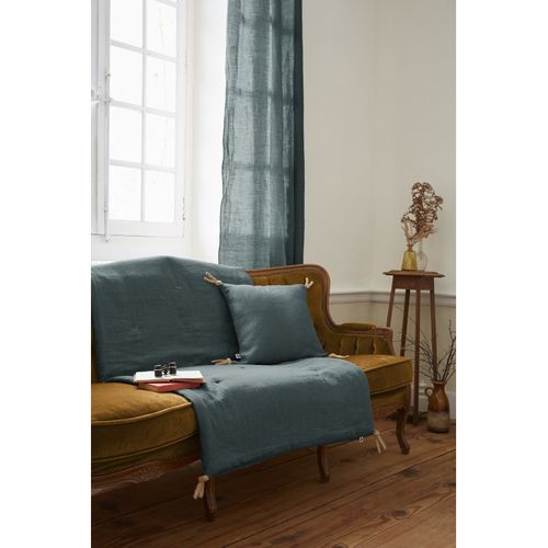 Edredon Ou Bout De Lit Matelassé 90 X 200 Cm "soline" Lin Lavé L'effet Papillon