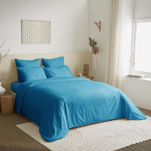 Pack Complet 6 Pièces Unicolore Turquoise Housse De Couette Pour Lit 160 X 200 Cm