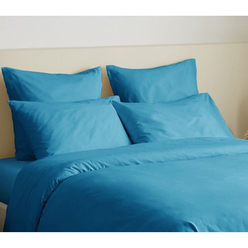 Pack Complet 6 Pièces Unicolore Turquoise Housse De Couette Pour Lit 140 X 190 Cm