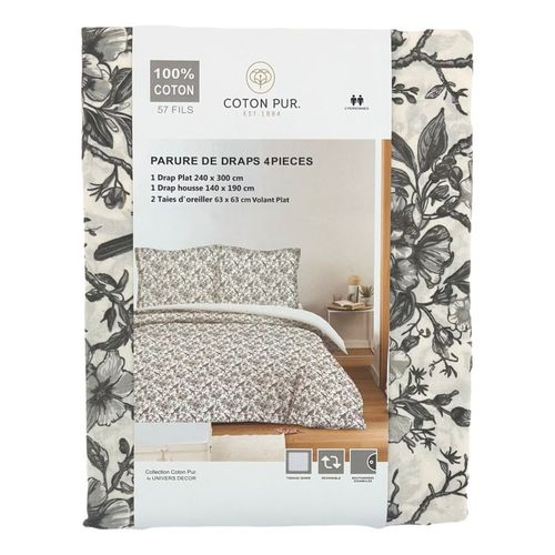 Parure De Draps 4 Pièces Pour Lit 140 X 190 Cm Bérengère Nuage