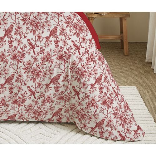 Pack Complet Housse De Couette Réversible Pour Lit 180 X 200 Cm "king Size" Bérengère Rouge
