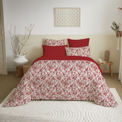 Pack Complet Housse De Couette Réversible Pour Lit 180 X 200 Cm "king Size" Bérengère Rouge