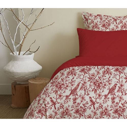 Pack Complet Housse De Couette Réversible Pour Lit 180 X 200 Cm "king Size" Bérengère Rouge