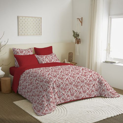 Pack Complet Housse De Couette Réversible Pour Lit 140 X 190 Cm Bérengère Rouge