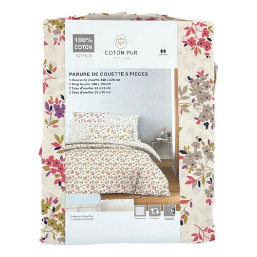 Pack Complet Housse De Couette Réversible Pour Lit 140 X 190 Cm  Tanya Multicolore