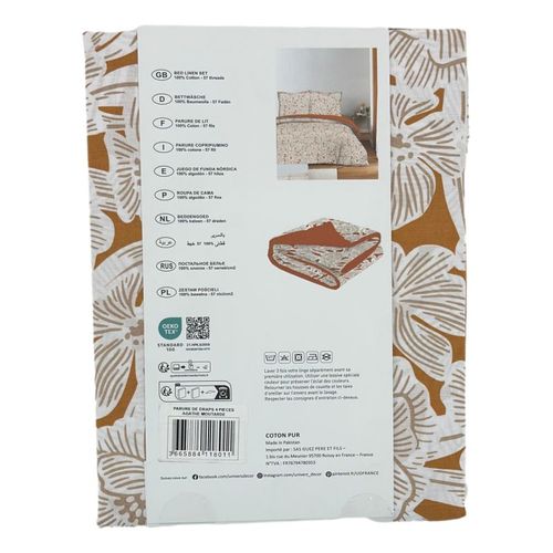 Parure De Draps 4 Pièces Pour Lit 140 X 190 Cm Agathe Moutarde