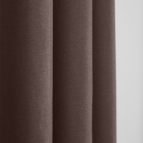 Paire De Rideaux Tamisants à Oeillets Effet Lin "moonlight" Choco