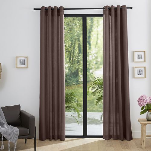 Paire De Rideaux Tamisants à Oeillets Effet Lin "moonlight" Choco