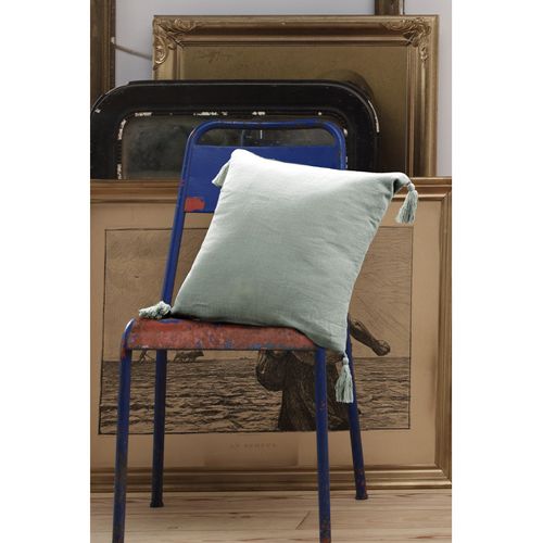 Coussin Déhoussable Avec Pompons "gaïa" 40 X 40 Cm "gaze De Coton" L'effet Papillon