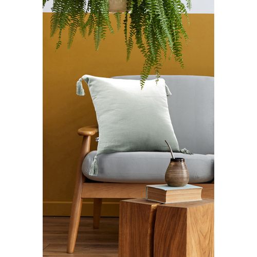 Coussin Déhoussable Avec Pompons "gaïa" 40 X 40 Cm "gaze De Coton" L'effet Papillon