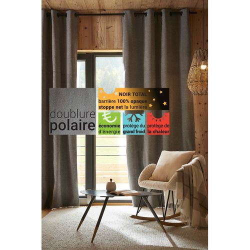 Lot De 2 Rideaux Occultants Phoniques Et Thermiques Doublés Polaire "bjorn" 100% Opaque