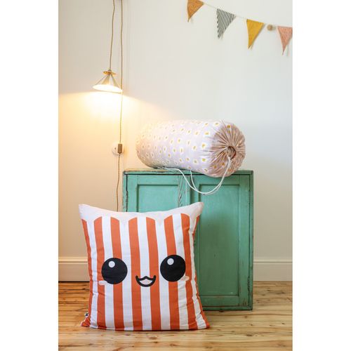 Couette - 140x200 Cm - "fresh Popcorn" Réversible 100% Coton / 57 Fils/cm²